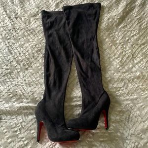 Thigh high red bottom boots